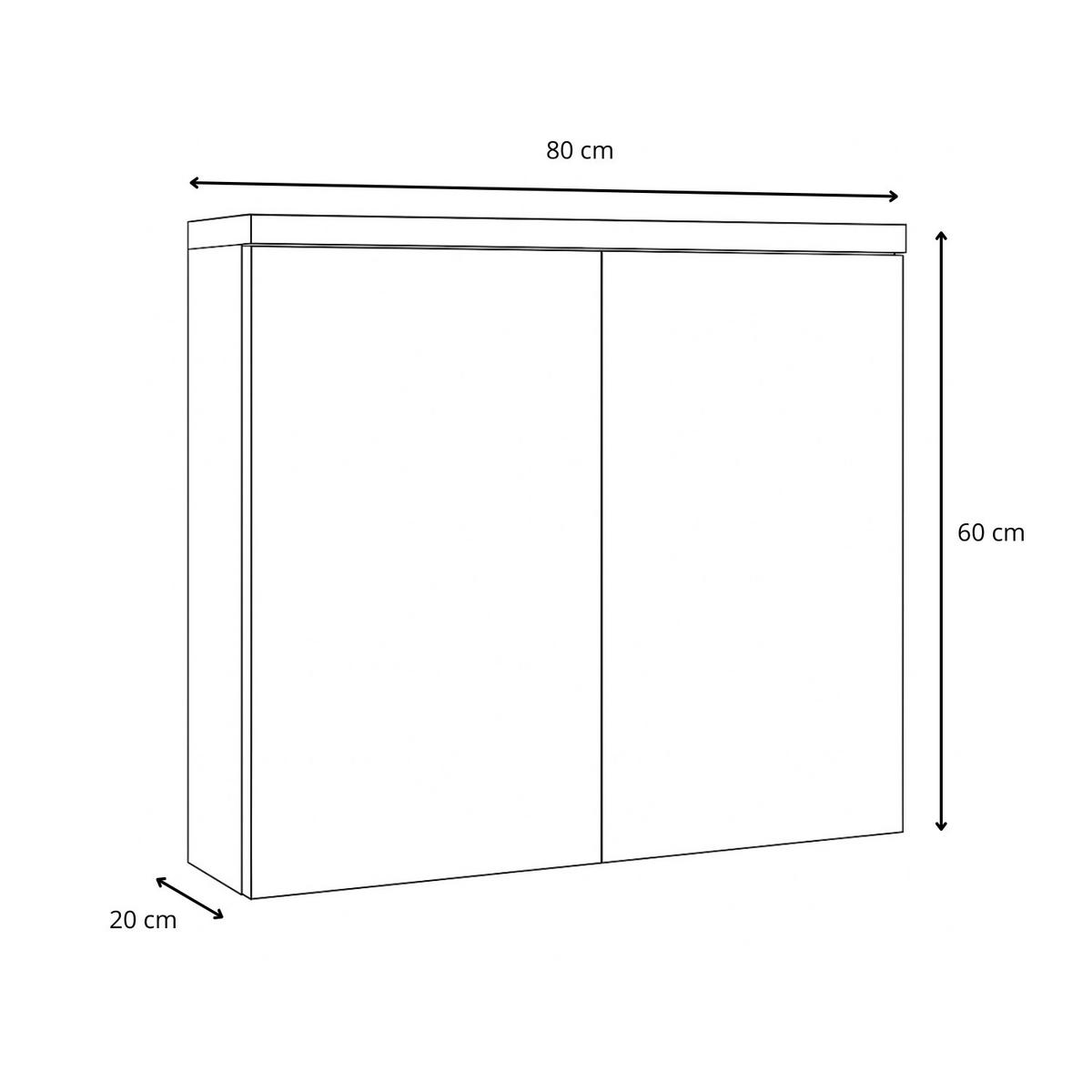 SPIEGELSCHRANK Toledo Weiß - 80 x 20 x 60 cm - Weiß, Holz (80/60/20cm) - Badplaats