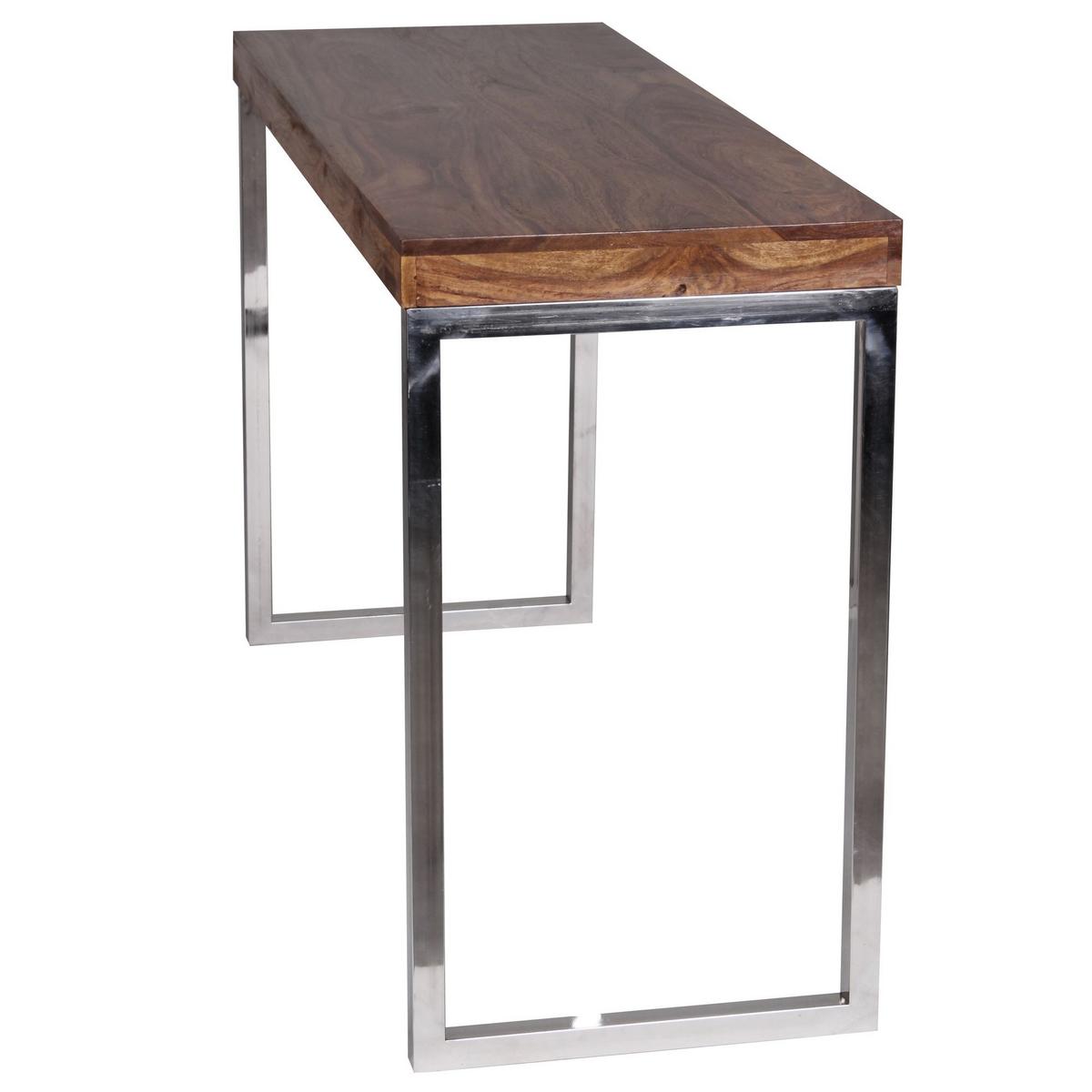 KONSOLENTISCH Massivholz Metallbeine Landhausstil GUNA, Dunkelbraun 45x120x76 cm - Silberfarben/Braun, Holz/Metall (120/45/76cm) - KADIMA DESIGN
