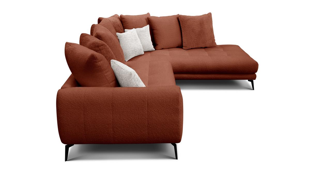 ECKSOFA CALME 5-Sitzer, dunkelorange - Dunkelorange/Schwarz, Holz/Textil (294/229cm) - Wozimo