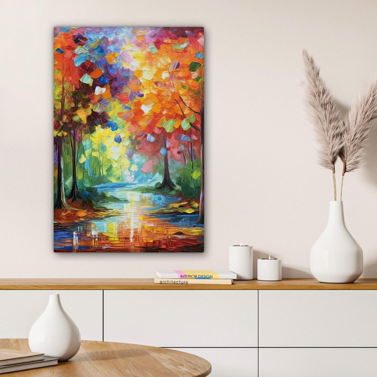 LEINWANDBILD Landschaft - Wald - Farben - Natur Wanddeko 40x60 cm - Multicolor, Textil (40/60cm) - MuchoWow