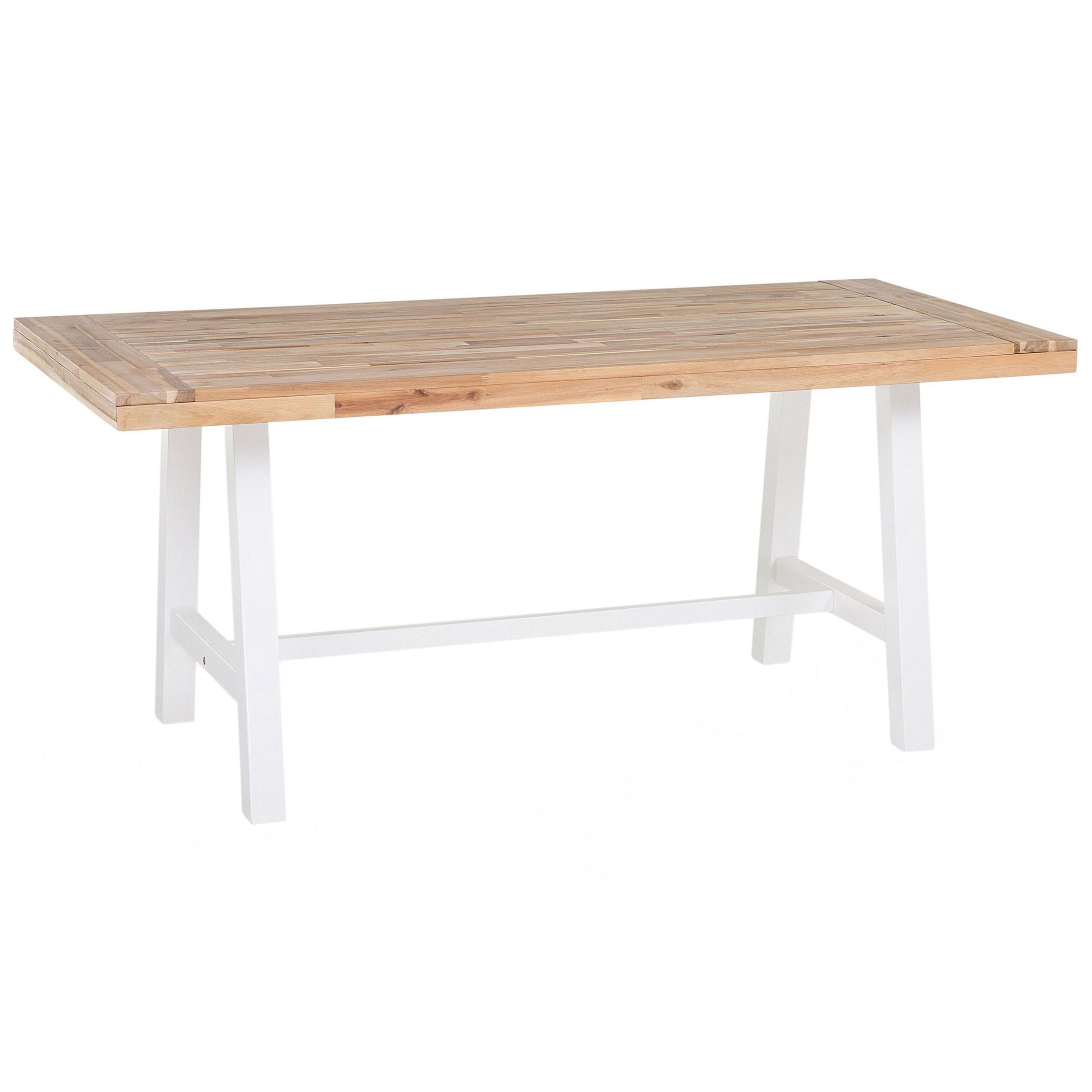 ESSTISCH Akazienholz weiß/hellbraun Scania - Hellbraun/Weiß, Holz (170/80/74cm) - Beliani