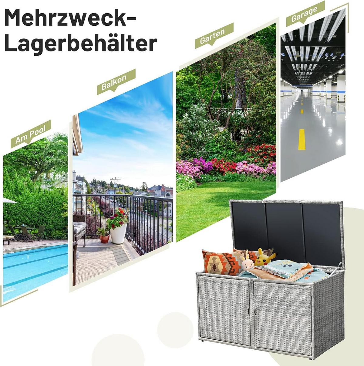 STAURAUM Grau - Grau, Naturmaterialen (115/65/60cm) - COSTWAY