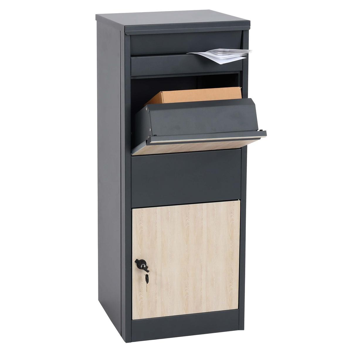 PAKETKASTEN GRÖßE L rechteckig Anthrazit, Braun - Anthrazit/Braun, Metall (41/102/38cm) - MCW