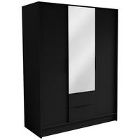 DREHTÜRENSCHRANK CAVA 150,5/200/51 cm Modern Kleiderschrank 2-türig Schwarz - Schwarz, Holzwerkstoff (150.5/200/51cm) - MASSENO