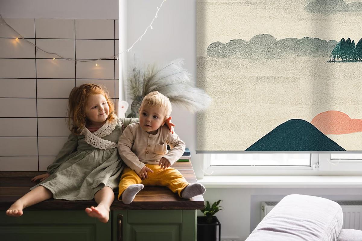 INNENROLLO - Fensterrollo - Rollo - 90x140 cm - Bemalte Berge - Braun, Kunststoff (90/140/0.5cm) - TULUP