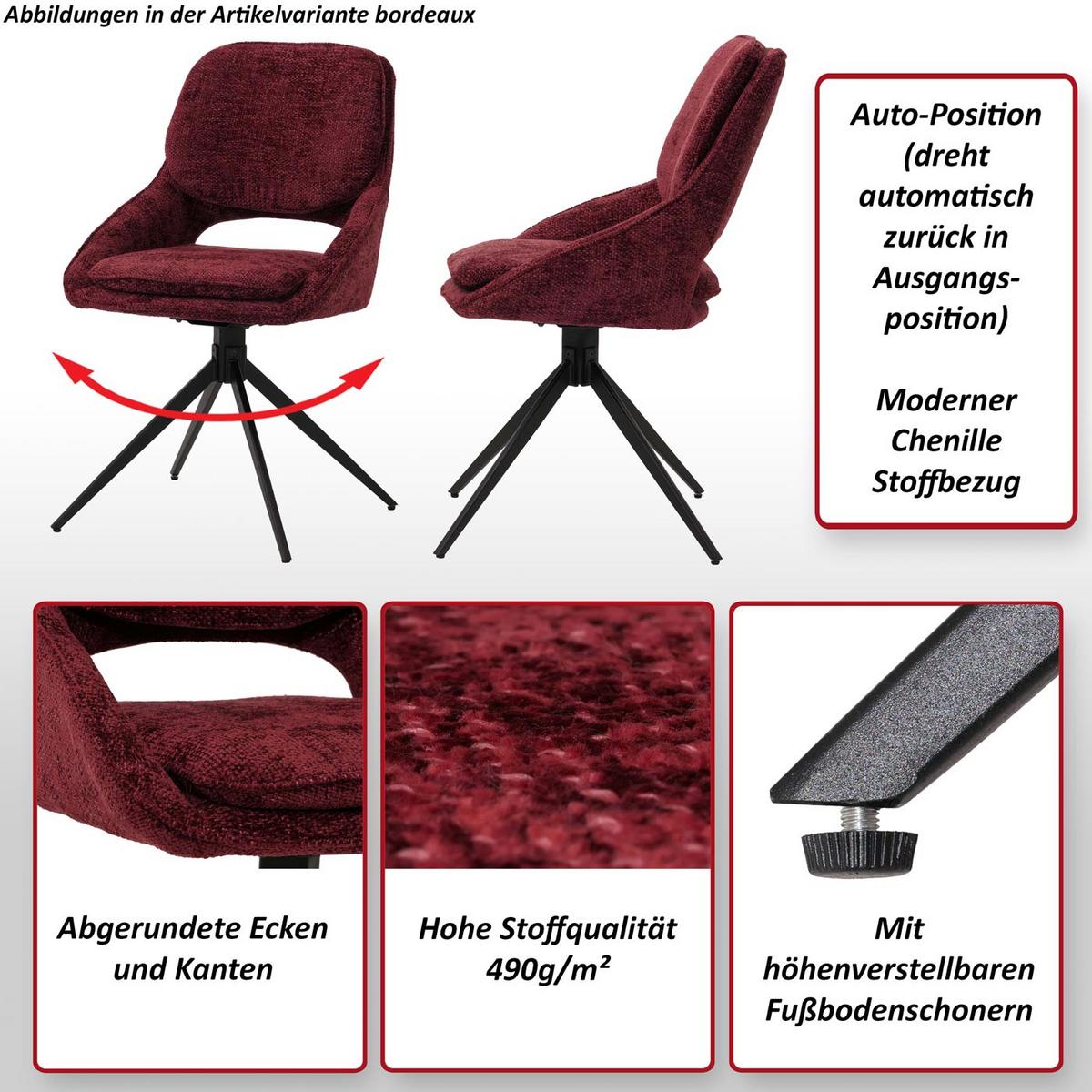 ESSZIMMERSTUHL Grau 6er-Set - Dunkelgrau/Grau, Textil (55/87/55cm) - MCW