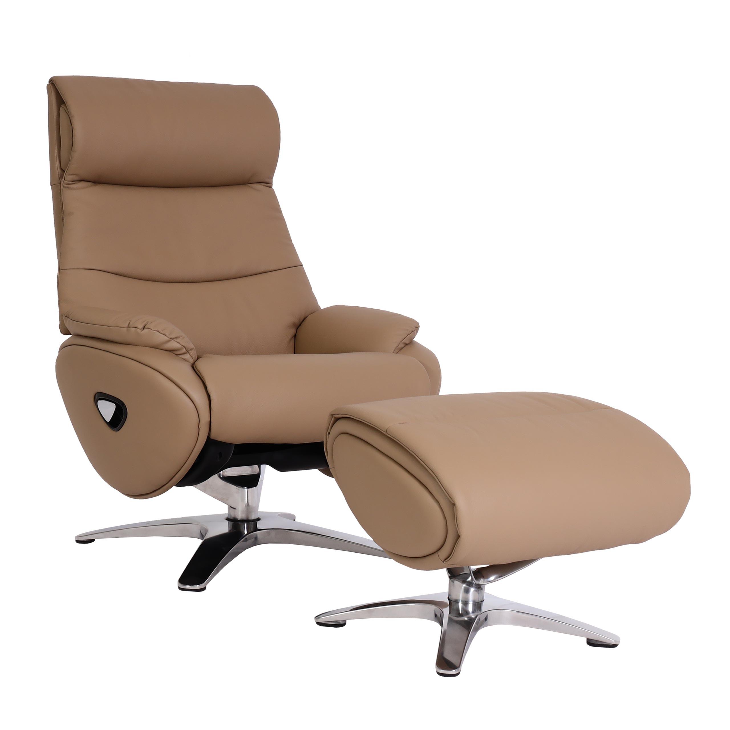 RELAXSESSEL MIT HOCKER taupe - Taupe, Textil (117/110/77cm) - MCW