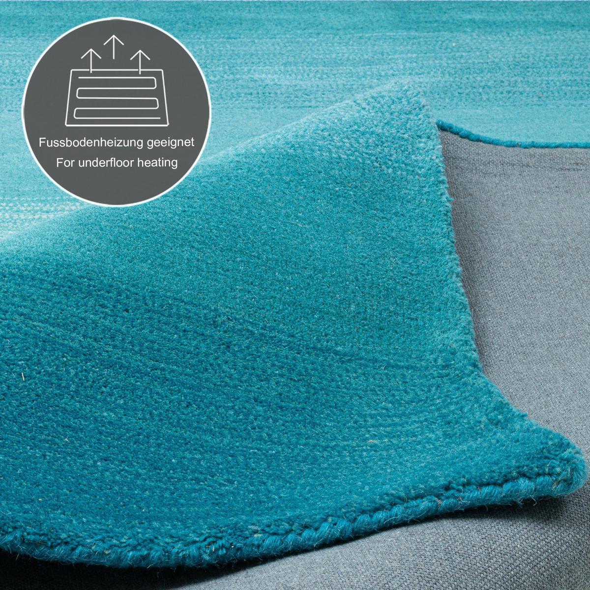 TUFTTEPPICH Wool Comfort 70x140 cm - Türkis, Textil (70/140cm) - THEKO