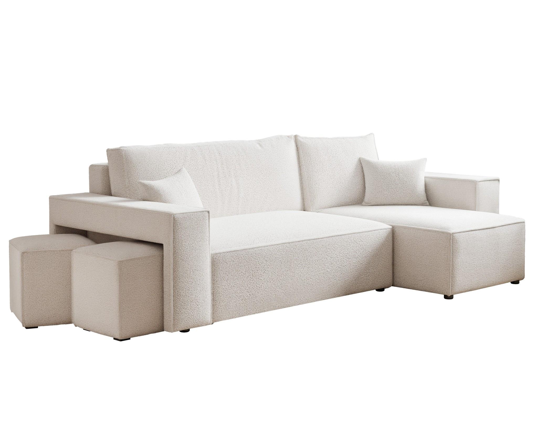 ECKSOFA Adara Inkl. Hocker - Creme, Holzwerkstoff/Textil (145/262cm) - Fun Möbel