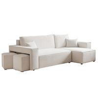 ECKSOFA Adara Inkl. Hocker - Creme, Holzwerkstoff/Textil (145/262cm) - Fun Möbel
