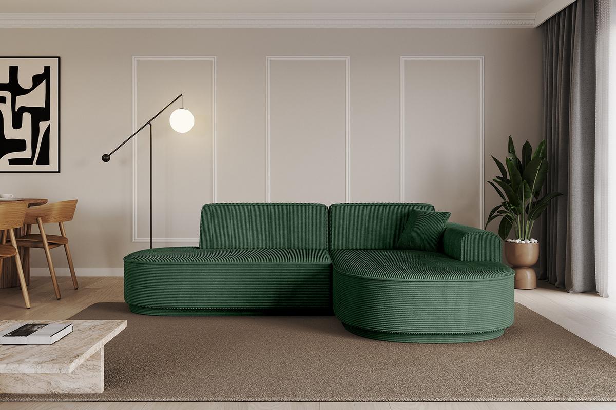ECKSOFA Ottomane Rechts MARI-L1-v3 - 243x171x83 cm Grün Cord - Schwarz/Grün, Holzwerkstoff/Kunststoff (171/243cm) - ALTDECOR