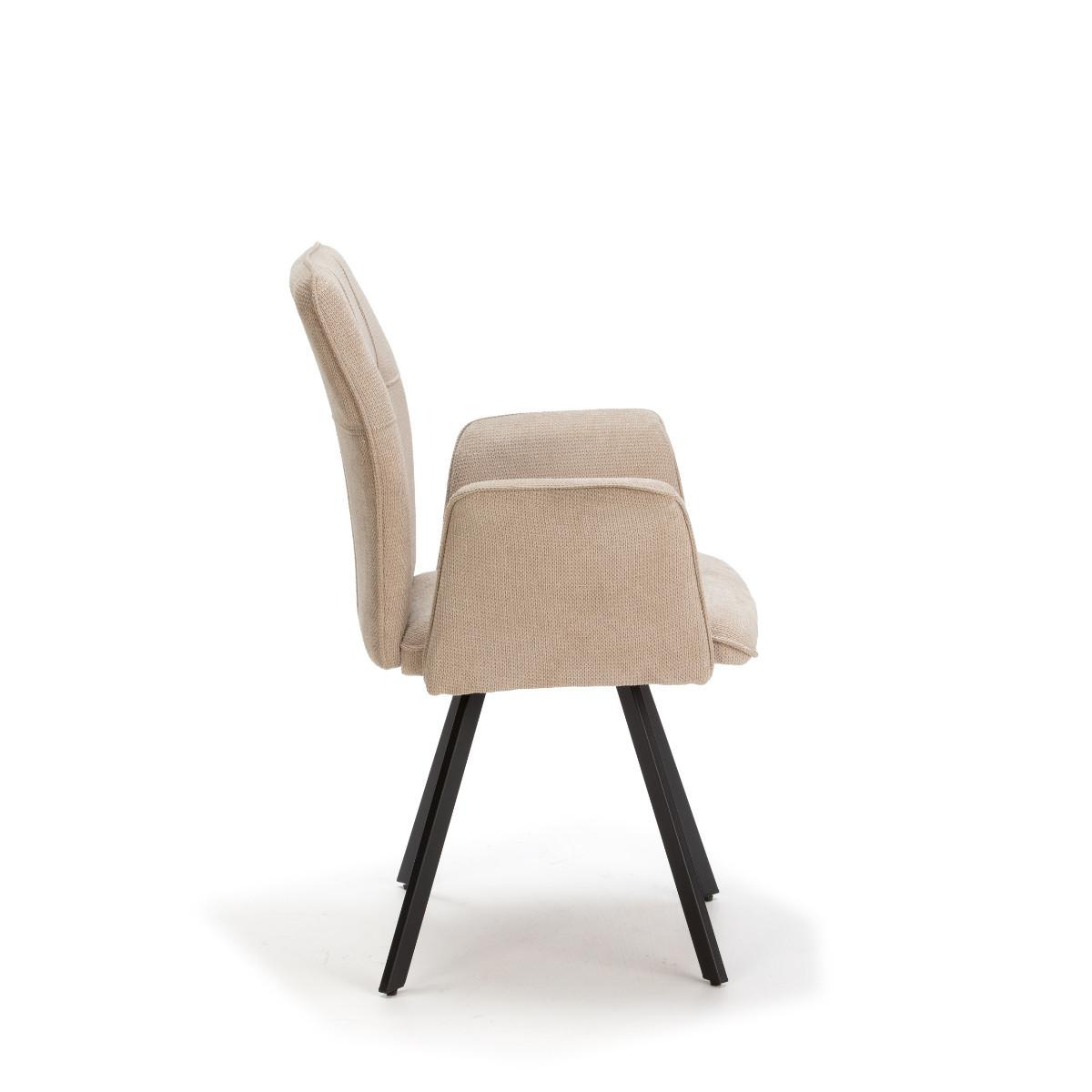 SESSEL (Set aus 2) aus stoff mit schwarzen metallbeinen - mery 62/60/47 cm - Beige, Textil (60/47/62cm) - Calicosy