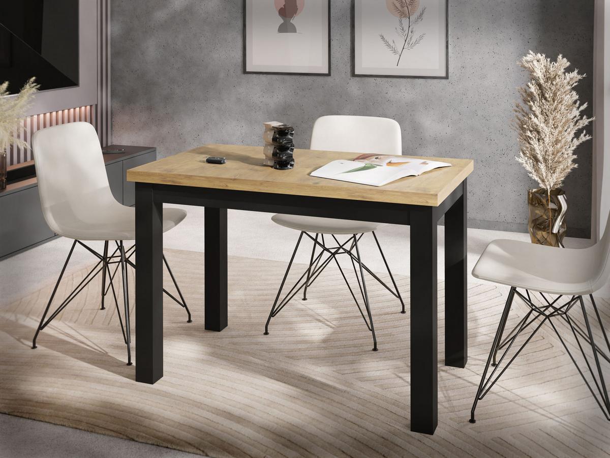 ESSTISCH Arden rechteckig, Eiche Hell Braun 100/60/73 cm - Eichefarben/Schwarz, Holz/Holzwerkstoff (60/100/73cm) - WFL GROUP