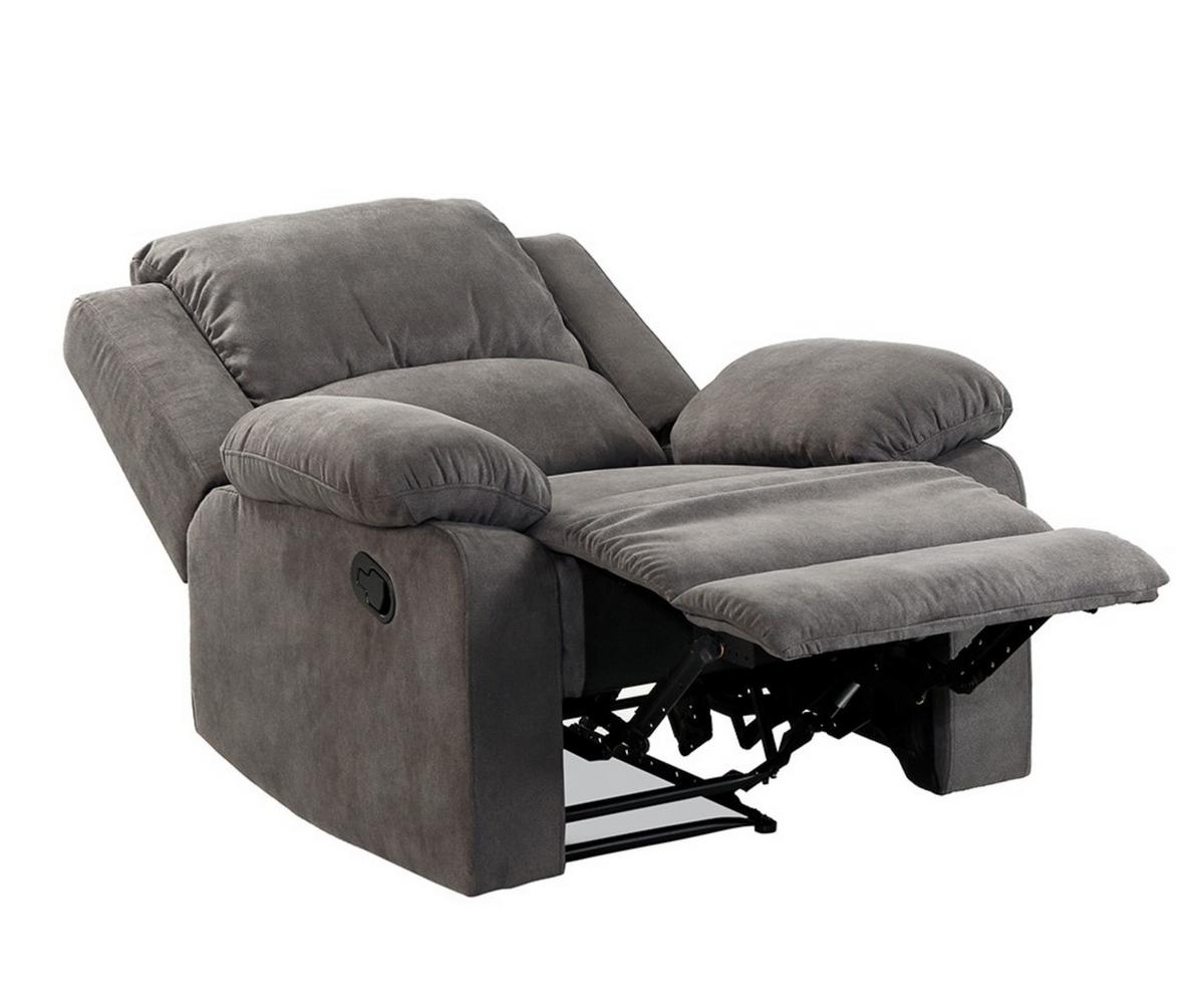 RELAX-FERNSEHSESSEL Federkern, Liegefunktion verstellbar durch halbautomatische Relaxfunktion B97/T87/H97 cm, Mikrofaser Vintage Anthrazit / 15129 - Anthrazit/Schwarz, Textil (97/97/87cm) - luma-home