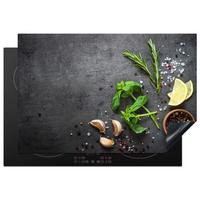 HERDABDECKPLATTE Limette - Kräuter - Gewürze - Grün - Grau - Beton Induktionsmatte 77x51 cm - Grün, Kunststoff (77/51/0.2cm) - MuchoWow
