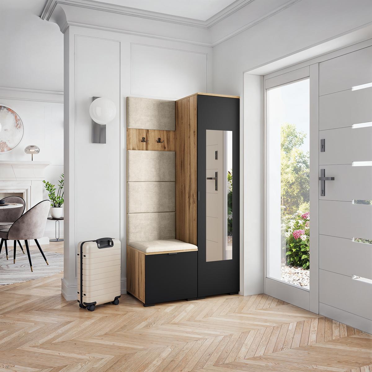 GARDEROBENSCHRANK VIRA 95/181/51 cm Modern Eiche Wotan - Beige/Eiche Wotan, Holzwerkstoff (95/181/51cm) - MASSENO