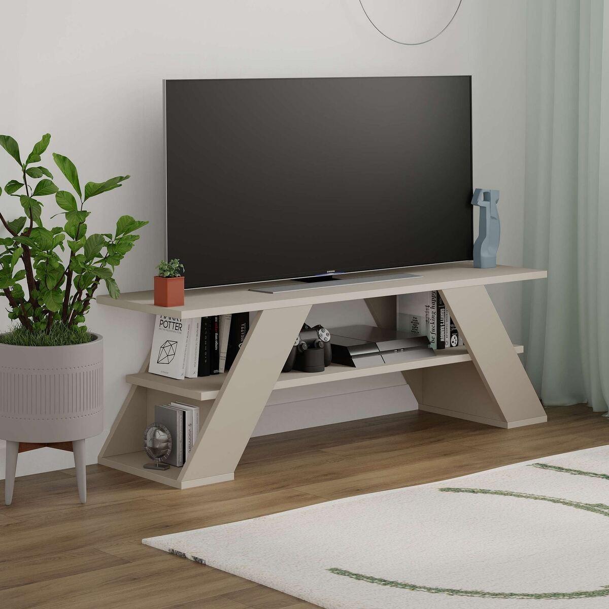 TV-MÖBEL 3 Regale L120 cm - Farfalla - Beige, Holzwerkstoff (33.5/40/12.2cm) - Calicosy