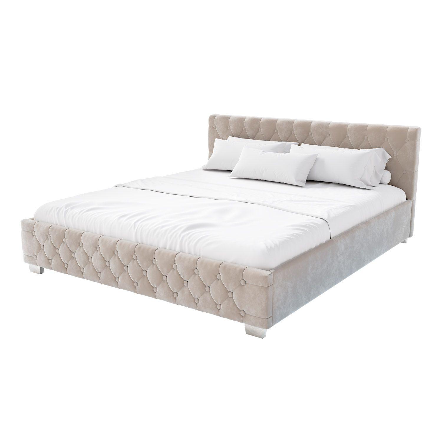 POLSTERBETT Nizza beige 180x200 cm mit Matratze - Beige, Holzwerkstoff (180/200cm) - Juskys