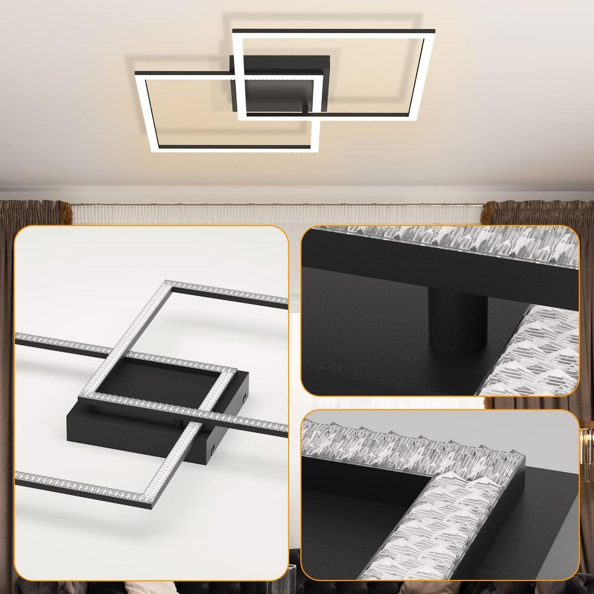 LED-DECKENLEUCHTE Rabenfluch 54.0/7.5/54.0 cm - Schwarz, Metall (54/54/7.5cm) - ZMH