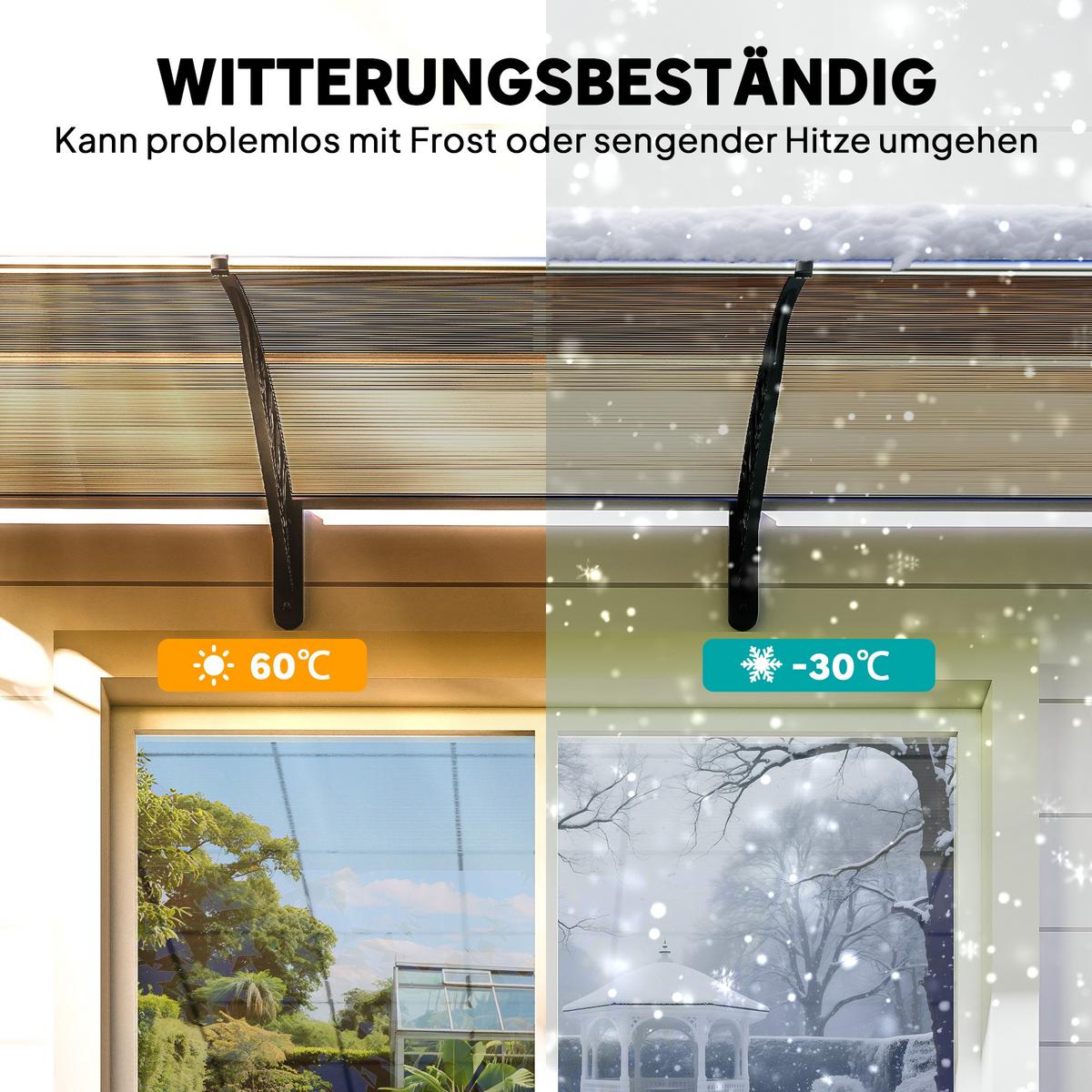 PULTVORDACH Polycarbonate Aluminium Braun Schwarz - Schwarz, Kunststoff/Metall (96/27/303cm) - Outsunny