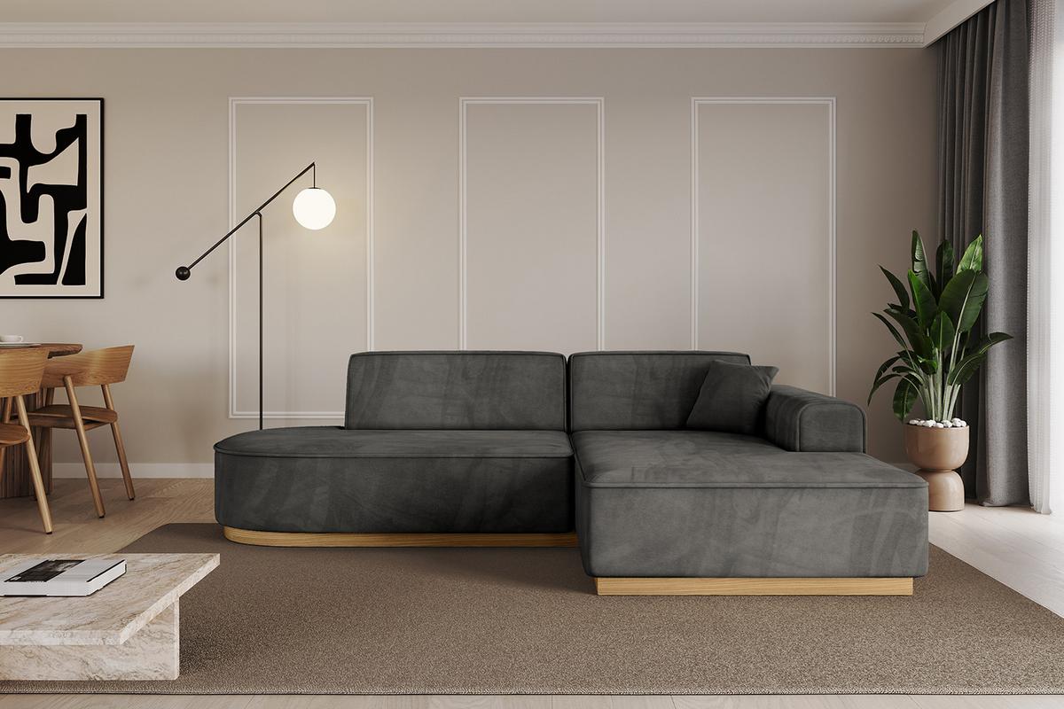 ECKSOFA Ottomane Rechts IREA-L1-v2 - 232x165x80 cm Ecru - Anthrazit, Holzwerkstoff/Textil (232/165cm) - ALTDECOR
