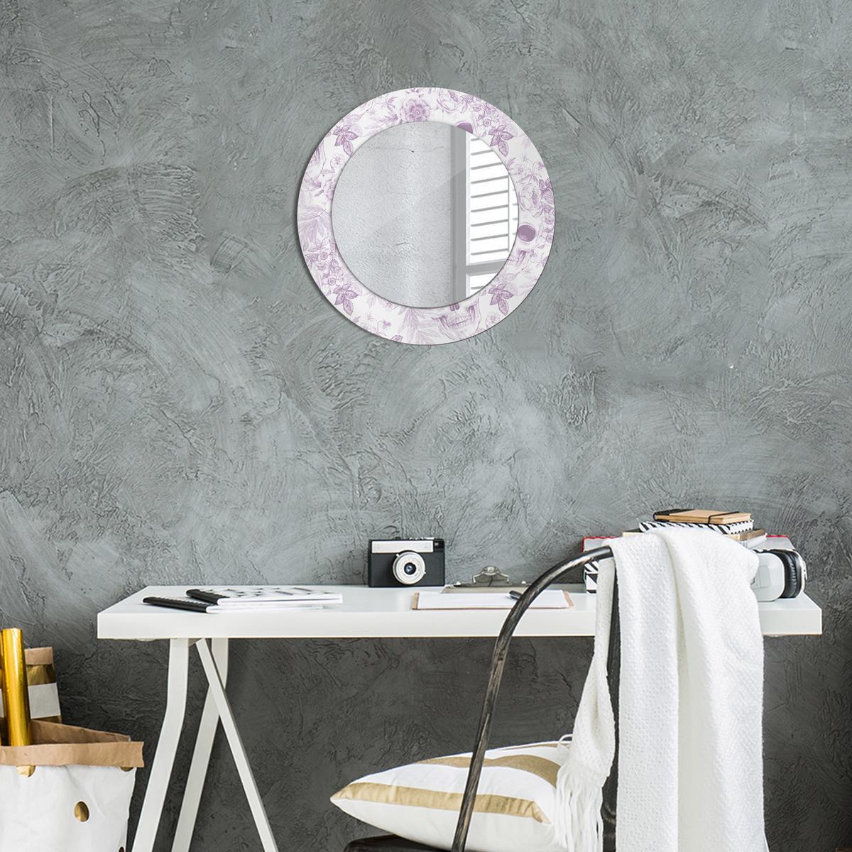 SPIEGEL Rund Ø 50 cm mit Aufdruck - Violett, Glas (50/50/0.4cm) - Wallfluent