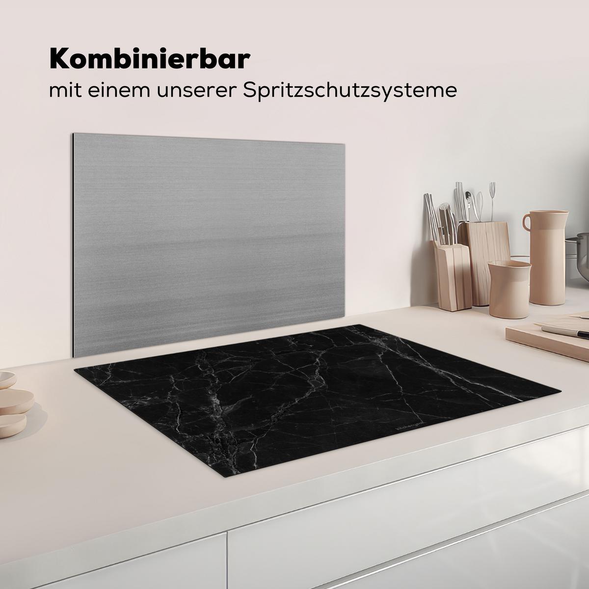 HERDABDECKPLATTE Schwarz - Marmor Herdabdeckung Induktionsfeld 75x52 cm - Schwarz, Kunststoff (75/52/0.2cm) - MuchoWow