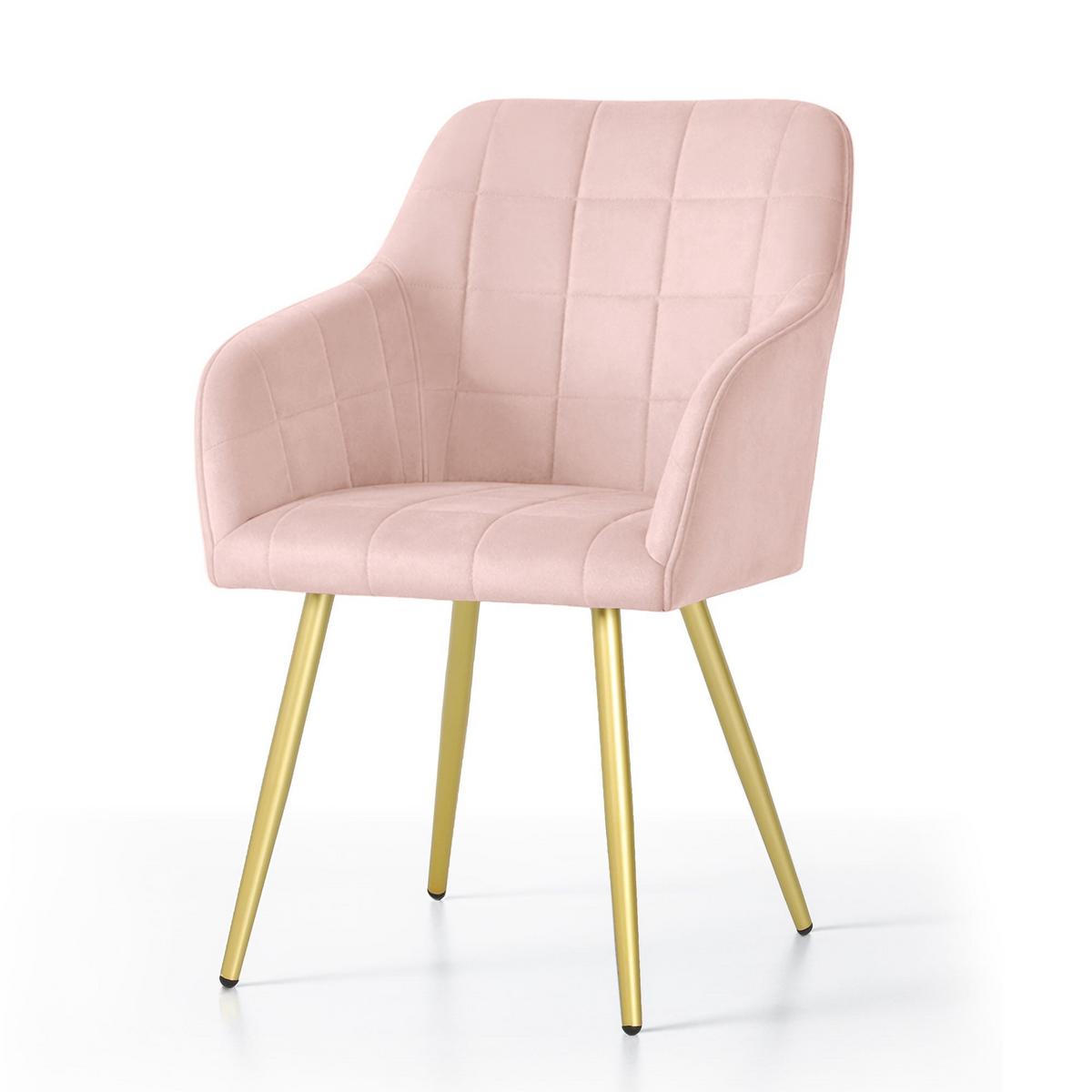 POLSTERSTUHL 4er Set, Metallbeine Rosa, Gold 54/82/58 - Rosa, Textil (54/82/51cm) - RAUMHIRSCH FURNITURE