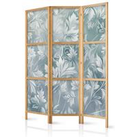 PARAVENT Japanischer 3-tlg 135x172 cm Bl tter - Blau, Holz/Textil (135/172/3cm) - Muralo