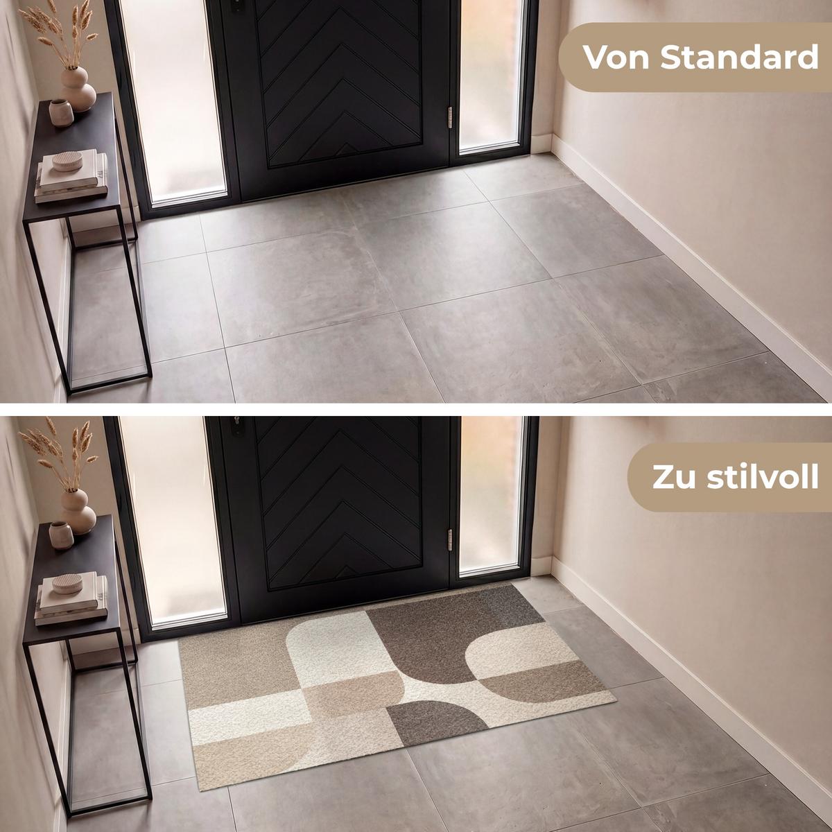 FUSSMATTE Geometrisch - Gewebte Struktur - Modern Fußabtreter 150x90 cm - Beige, Kunststoff (150/0.4cm) - MuchoWow