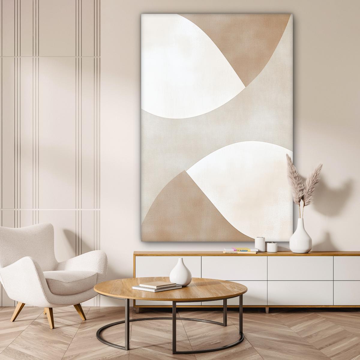 LEINWANDBILD Braun - Japandi - Abstrakt Deko Groß 90x140 cm - Sandfarben, Textil (90/140cm) - MuchoWow