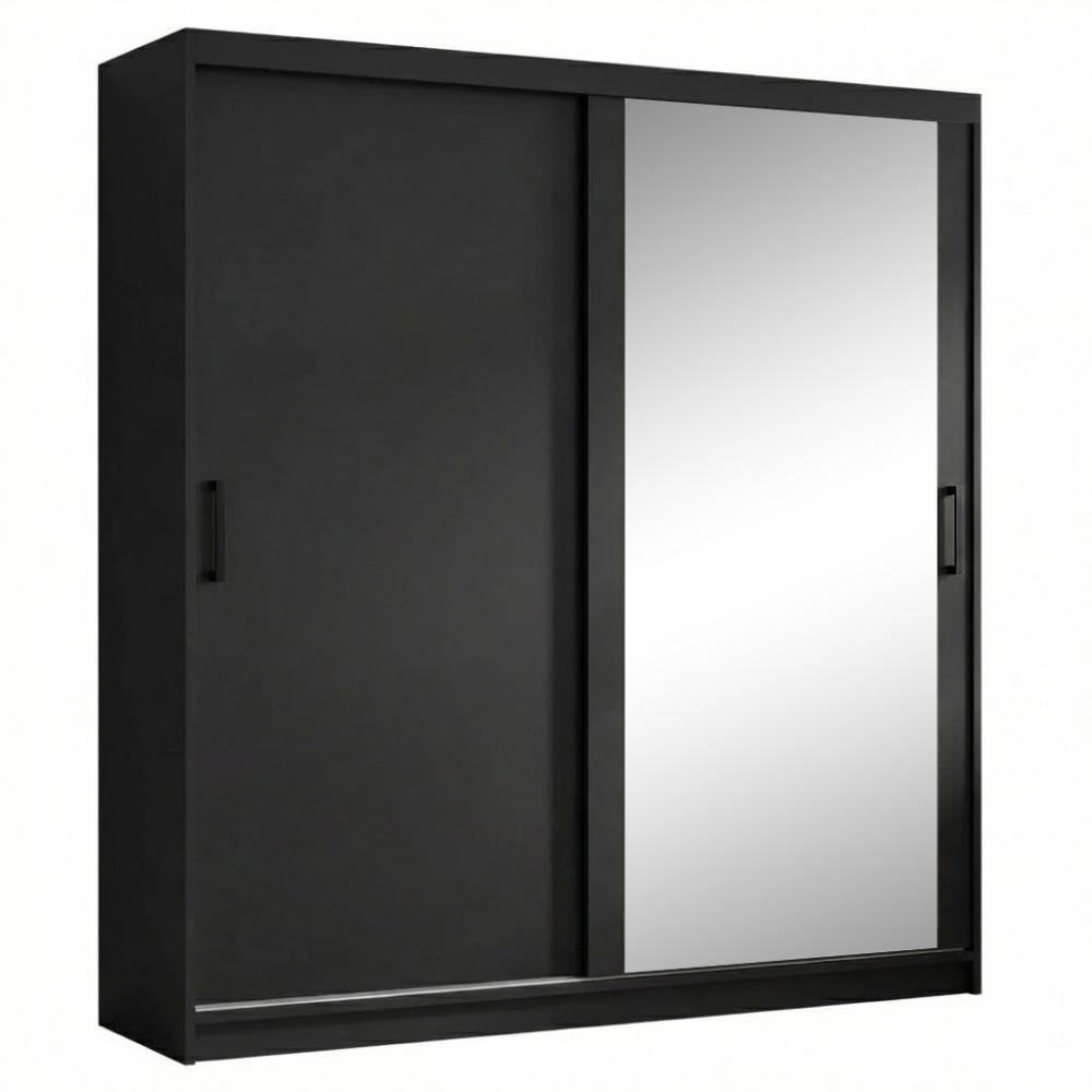 SCHWEBETÜRENSCHRANK Hela mit 2 Türen. 180 cm, Schwarz - Schwarz, Holzwerkstoff (180/205/60cm) - Beautysofa