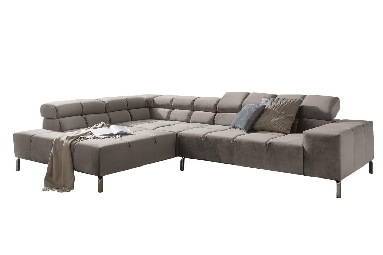ECKSOFA NELSON Silber Velvet - Silberfarben, Textil (321/216cm) - KAWOLA