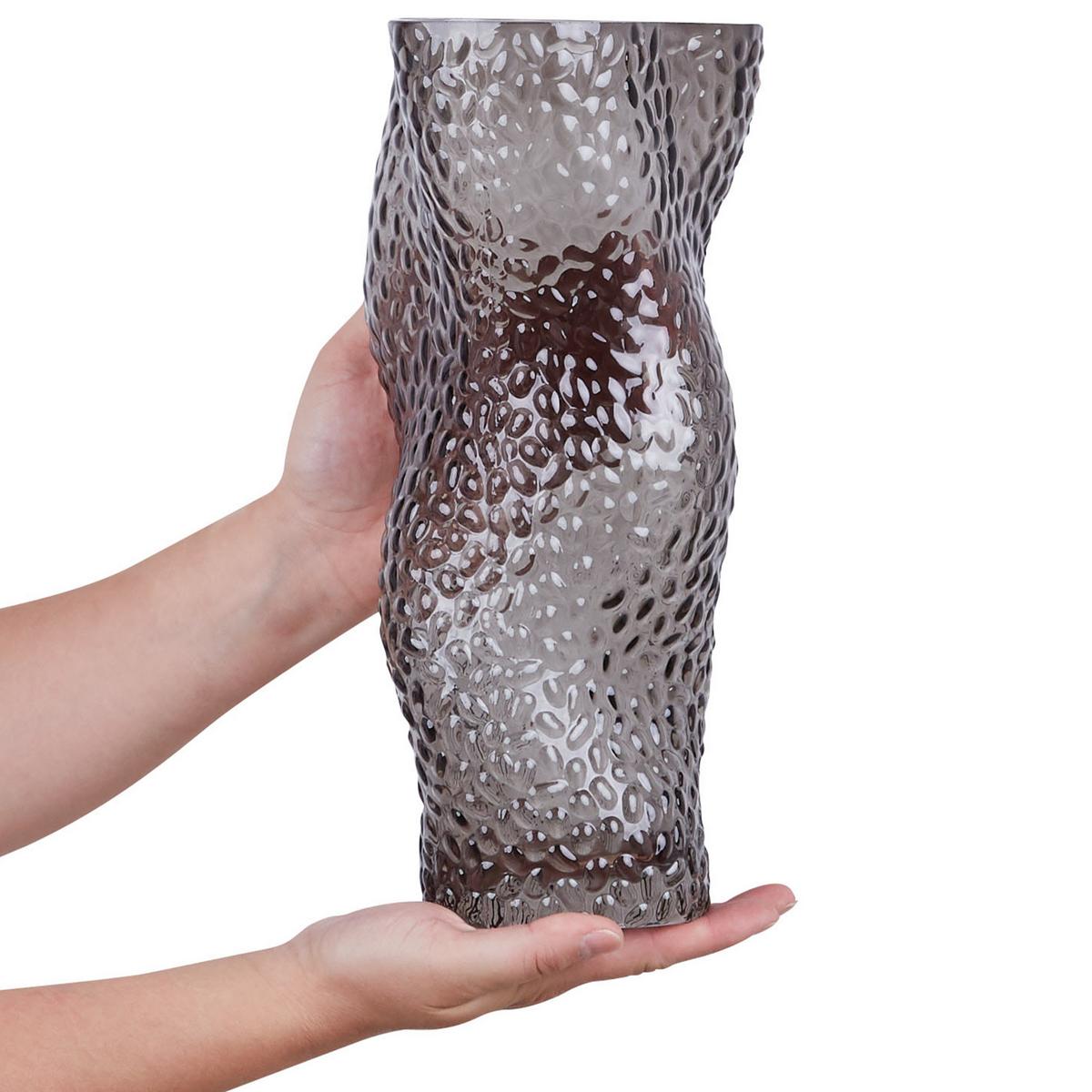 BLUMENVASE Glas grau Dytiko - Grau, Glas (31cm) - Beliani