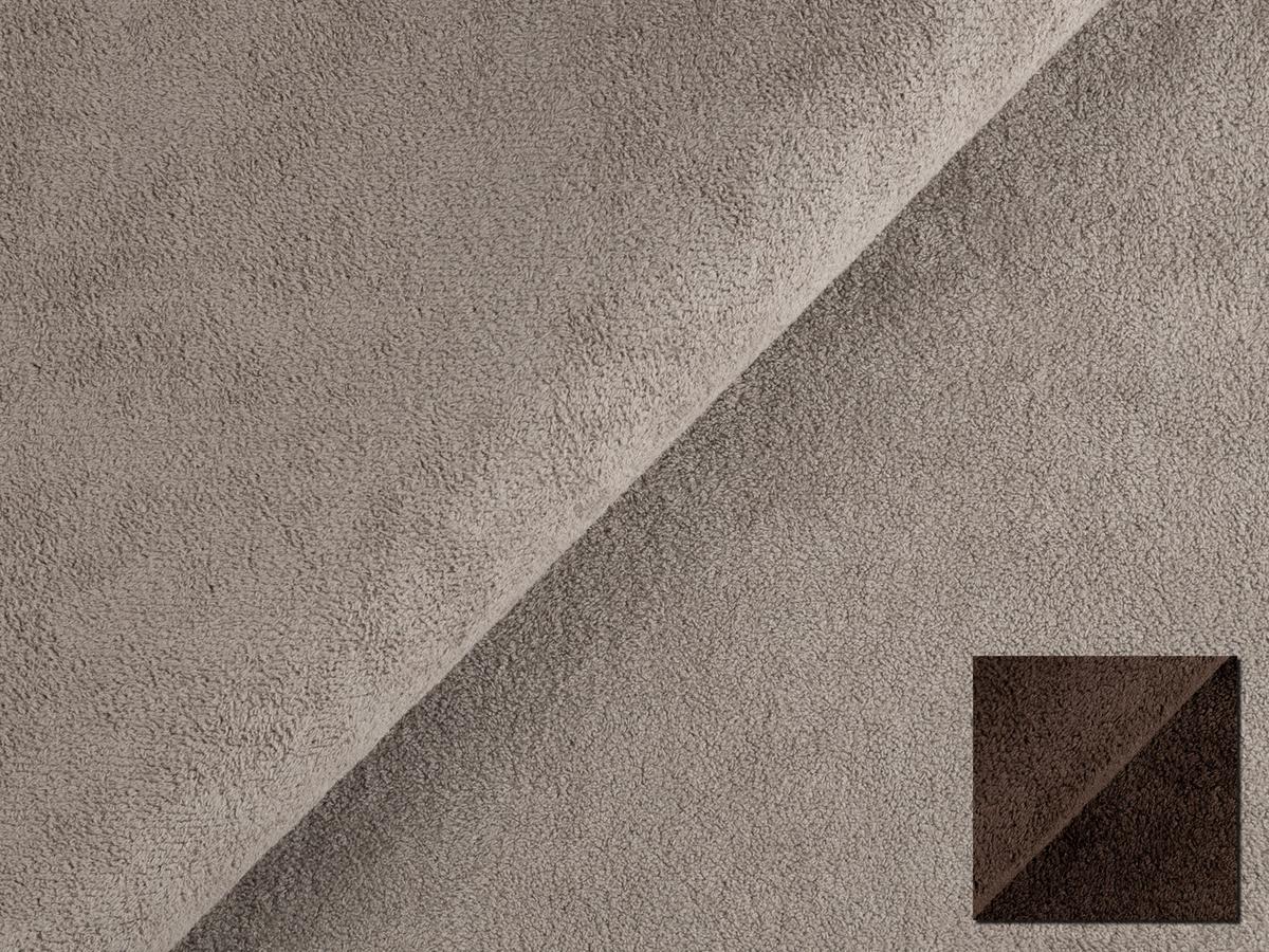 KINDERSOFA Vero im modernen und abgerundeten Design mit Schlaffunktion und Bettkasten aus Taupe Plüschstoff mit brauner Paspel - Taupe/Schwarz, Holz/Kunststoff (210/90/98cm) - S-Style Möbel