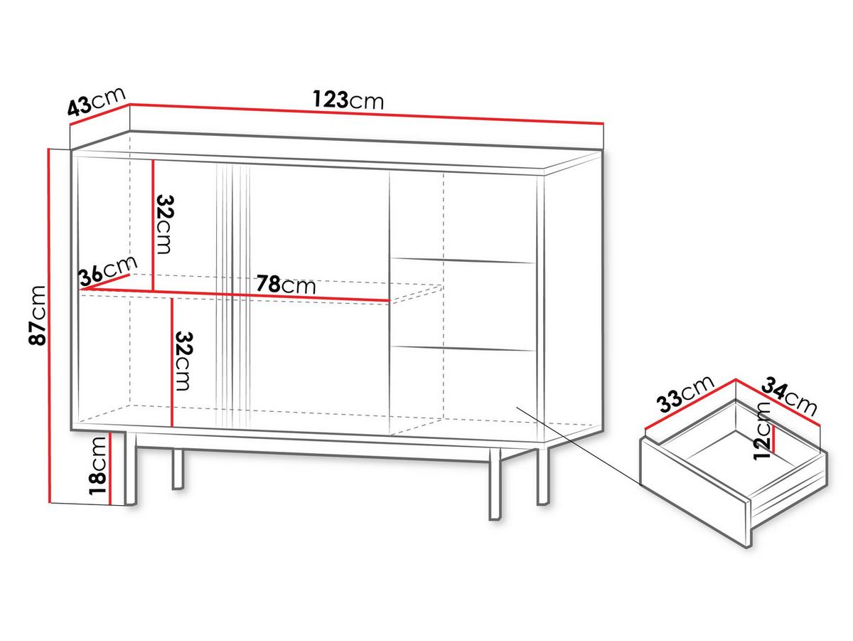 KOMMODE Alsy 3S2D AL07 - Eichefarben/Anthrazit, Holzwerkstoff/Kunststoff (123/87/43cm) - MIRJAN24