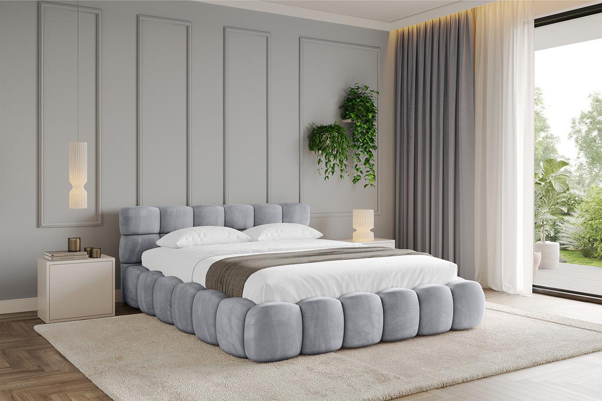 POLSTERBETT mit Bettkasten und Lattenrost, Bett mit Matratze H3/H4 - LEYA-v1 160x200 Hellgrau - Hellgrau, Holzwerkstoff/Textil (160/200cm) - ALTDECOR