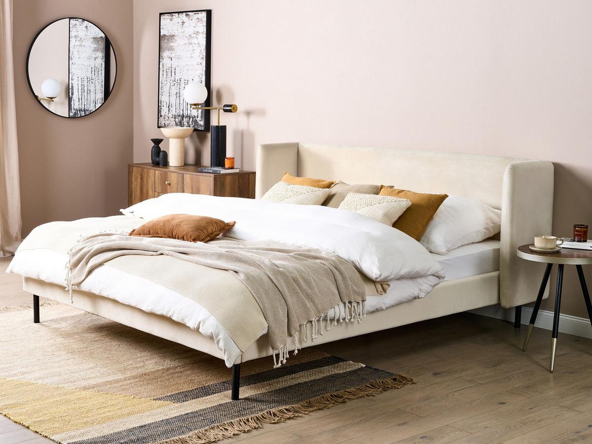 POLSTERBETT 180/200cm Helles Beige Arette - Beige, Textil (180/200cm) - Beliani