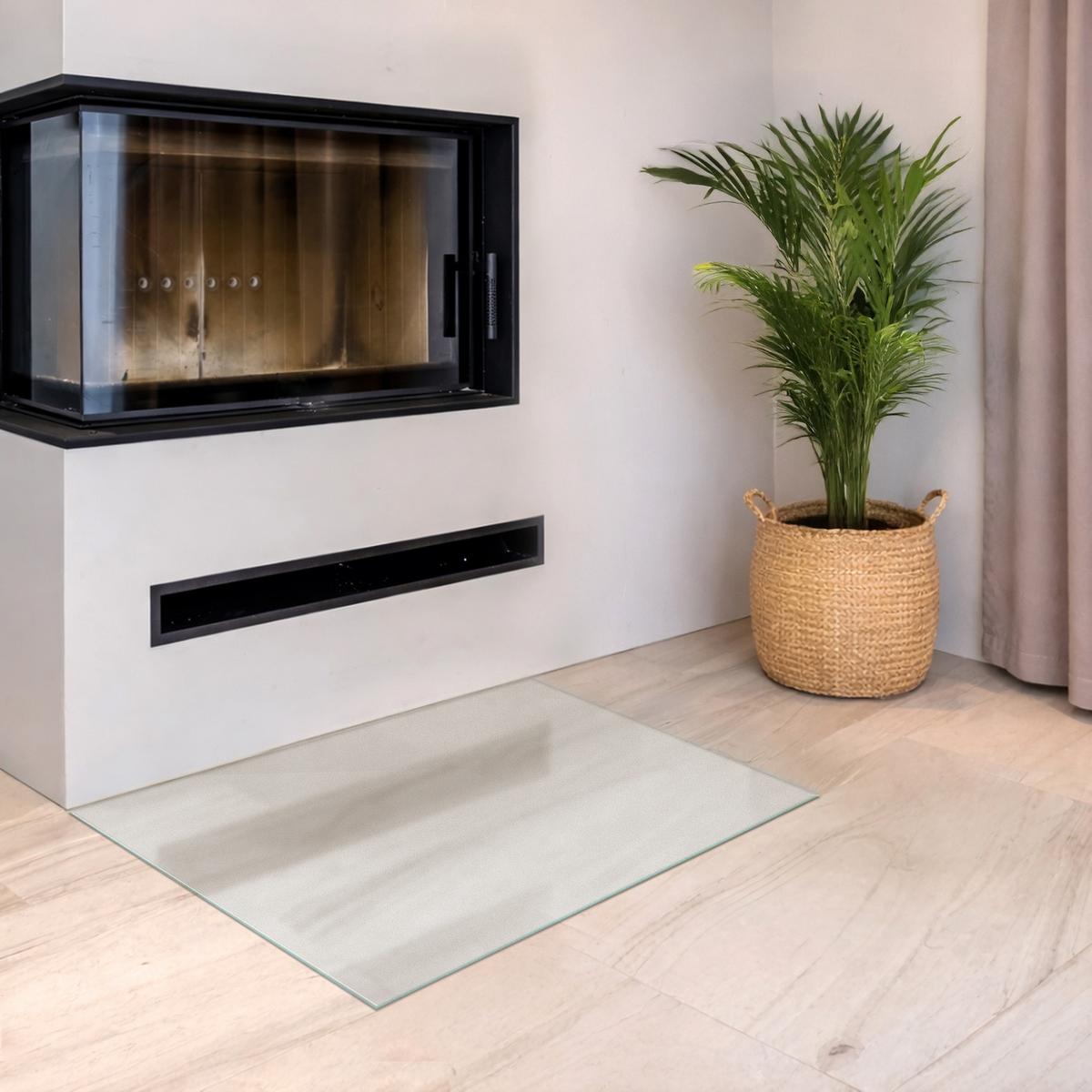 GLASBODENPLATTE für Kaminofen 80x60 cm – Milchglas Optik - Transparent, Glas (80/60/0.4cm) - TULUP