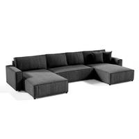 PANORAMASOFA Isaac 5 Sitzplätze Dunkelgrau - Grau, Holzwerkstoff (390/85/185cm) - Petits-meubles