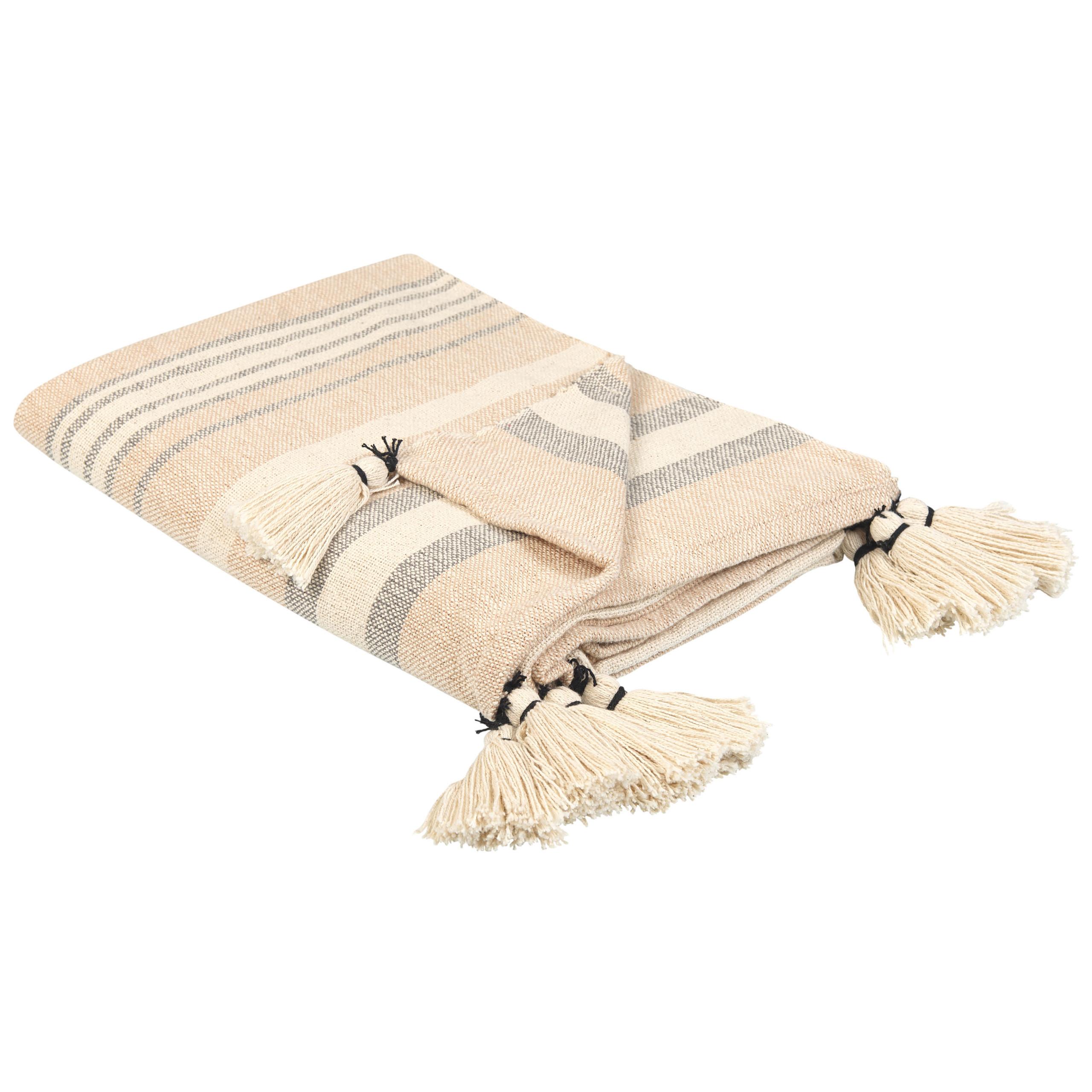 DECKE Cremeweiß Yarseli 130/170 cm - Ecru, Naturmaterialien/Textil (130/170cm) - Beliani