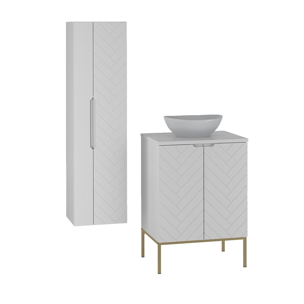 BADMÖBEL 60.6cm Daria 2er-Set Weiß - Weiß, Holzwerkstoff (60.6/84.2/45.8cm) - Petits-meubles