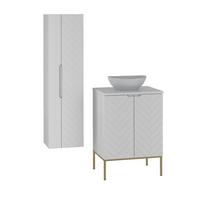 BADMÖBEL 60.6cm Daria 2er-Set Weiß - Weiß, Holzwerkstoff (60.6/84.2/45.8cm) - Petits-meubles