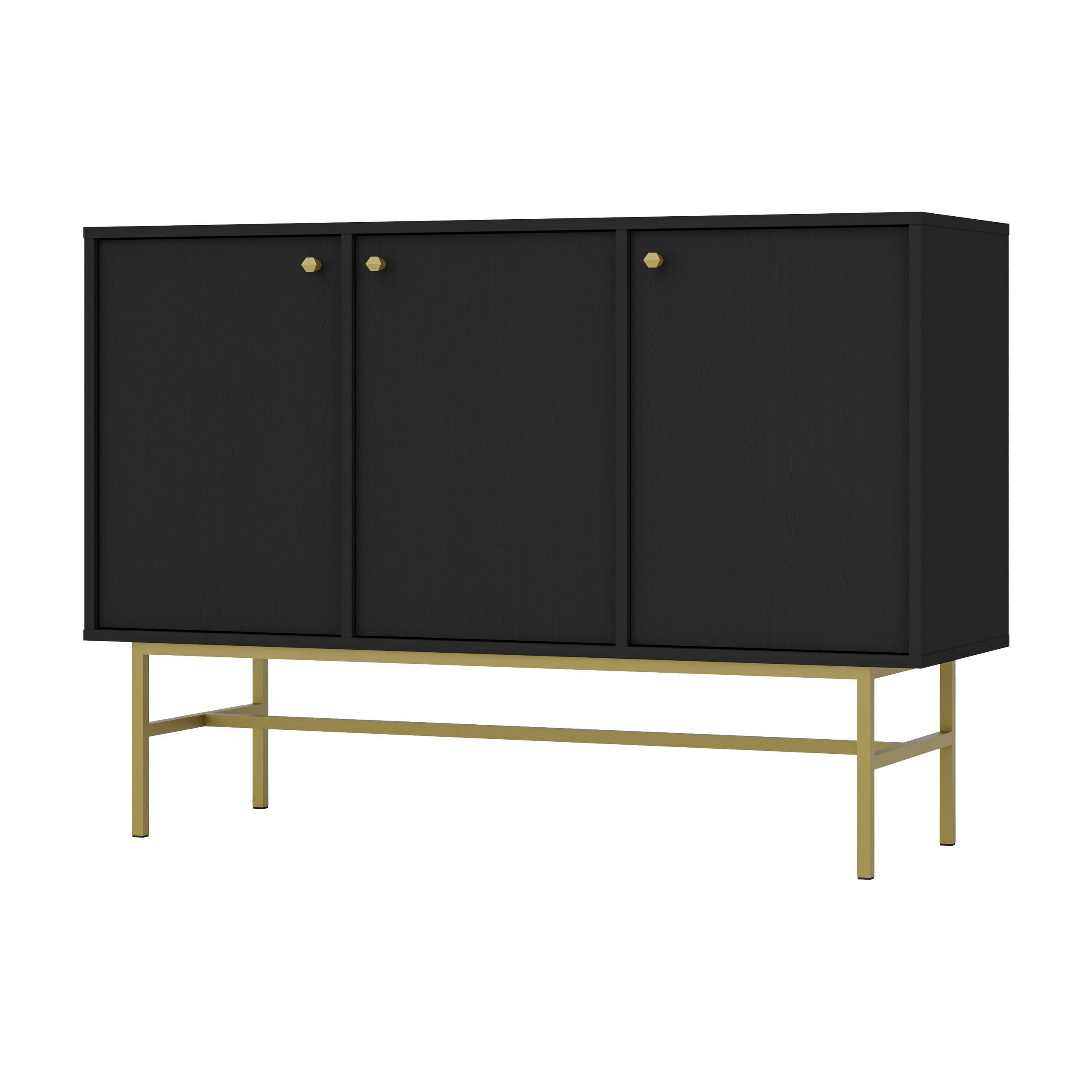 KOMMODE TORINO 125/86/41 cm mit 3 Türen Graphitfarben - Graphitfarben, Holzwerkstoff (125/86/41cm) - MASSENO