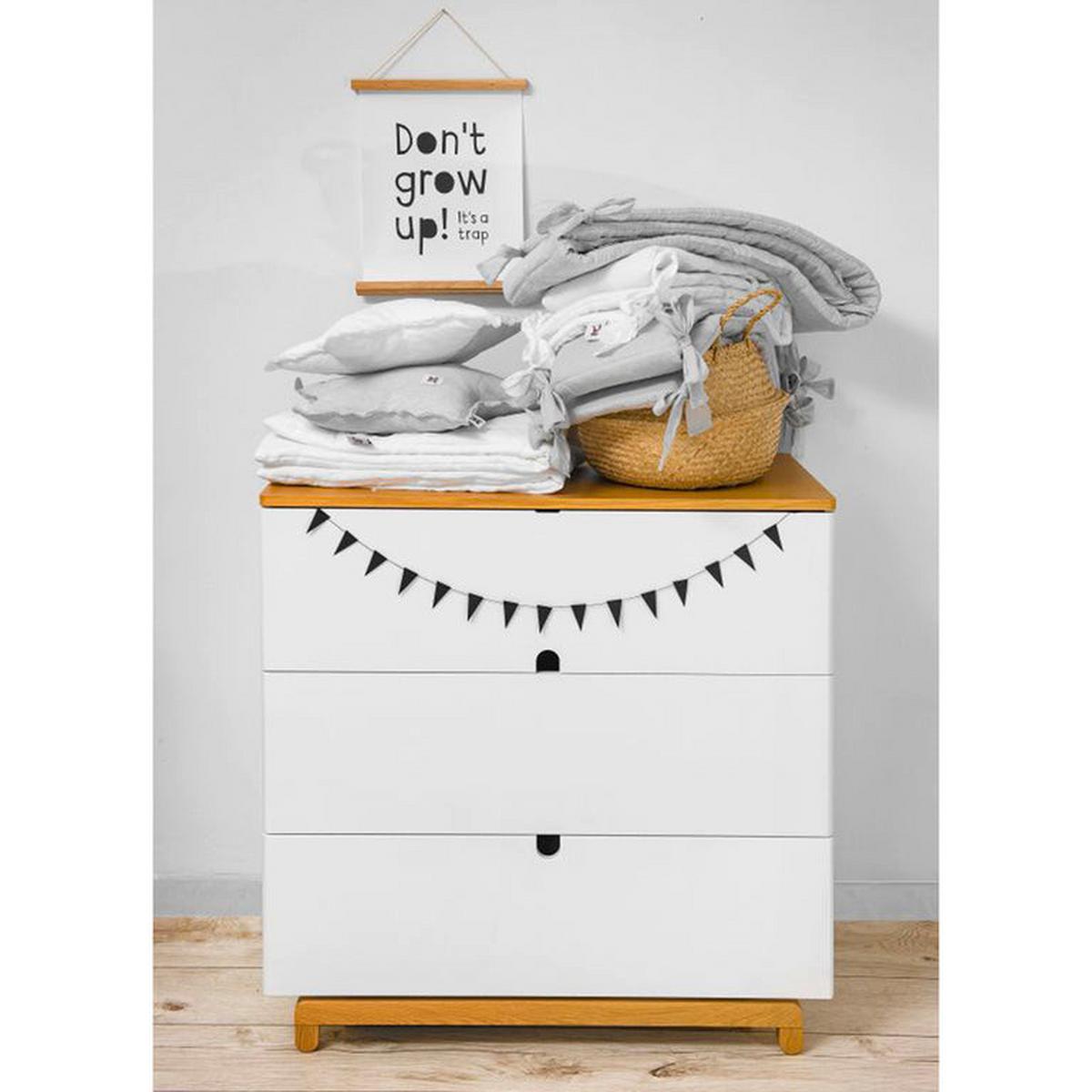 KOMMODE Weiß und Holz - Weiß, Holzwerkstoff (90/90/50cm) - Petits-meubles