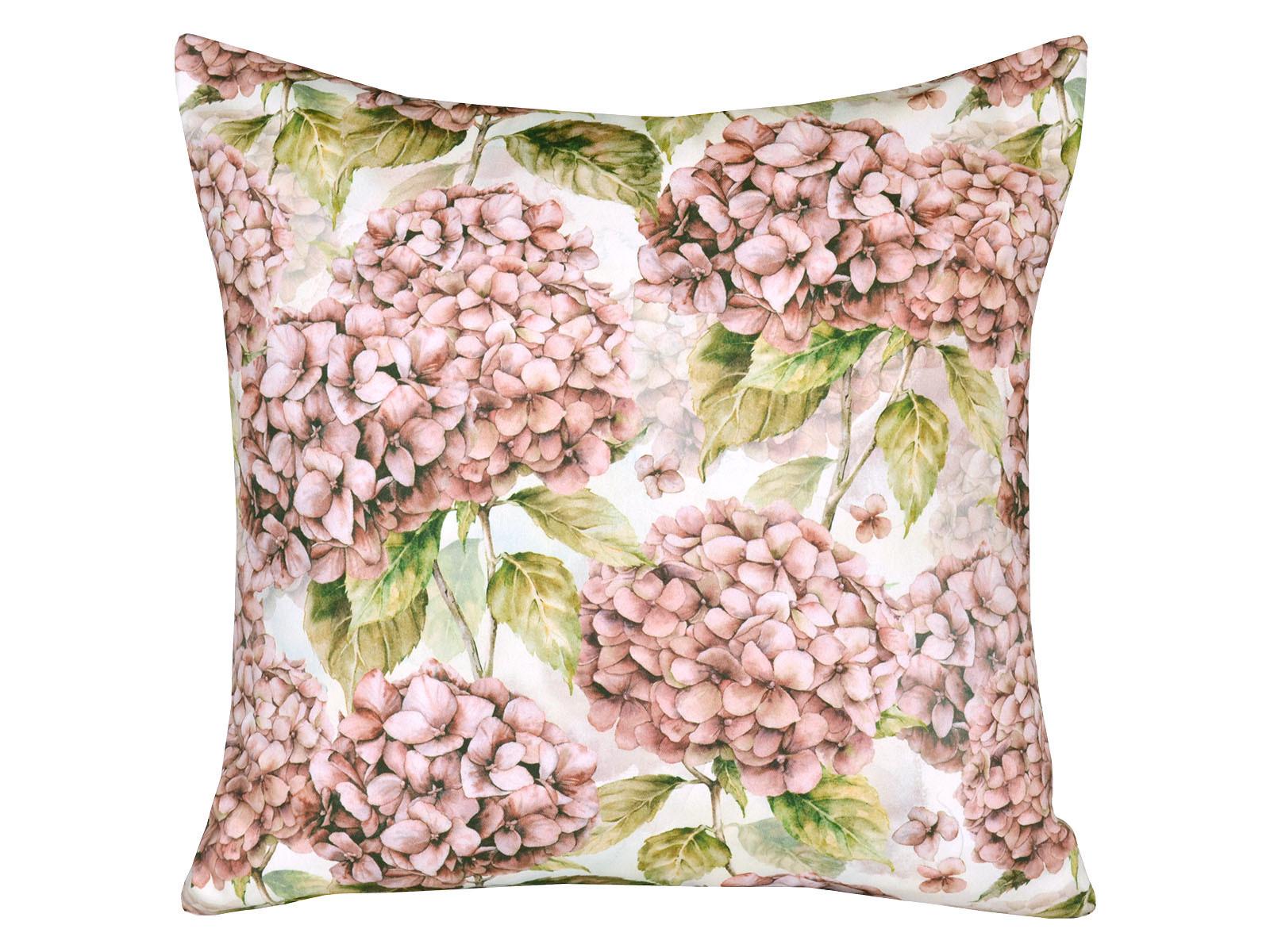 KISSENHÜLLE Landlust-Hortensie burgundy-rose 50/50 cm - Hellrosa/Dunkelrosa, Textil (50/50cm) - beties Heimtextil