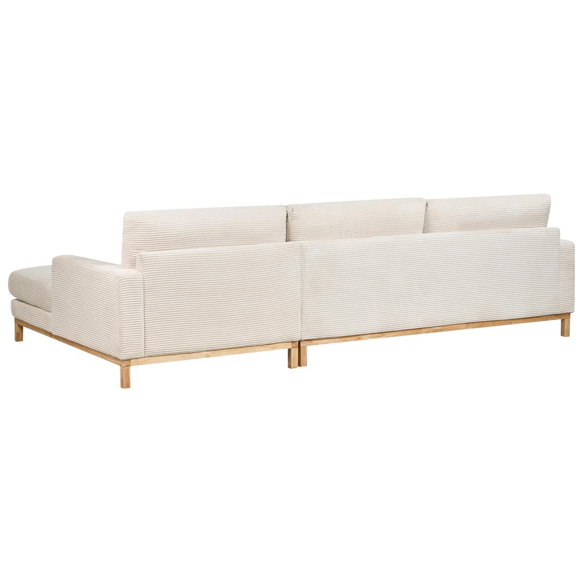 ECKSOFA 4-Sitzer Cord Hellbeige linksseitig Siggard - Beige/Braun, Textil (321/168cm) - Beliani