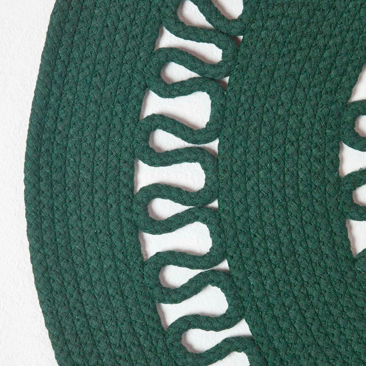 TEPPICH geflochten rund mit Häkel-Muster 70 cm - Dunkelgrün, Textil (70/70cm) - Homescapes