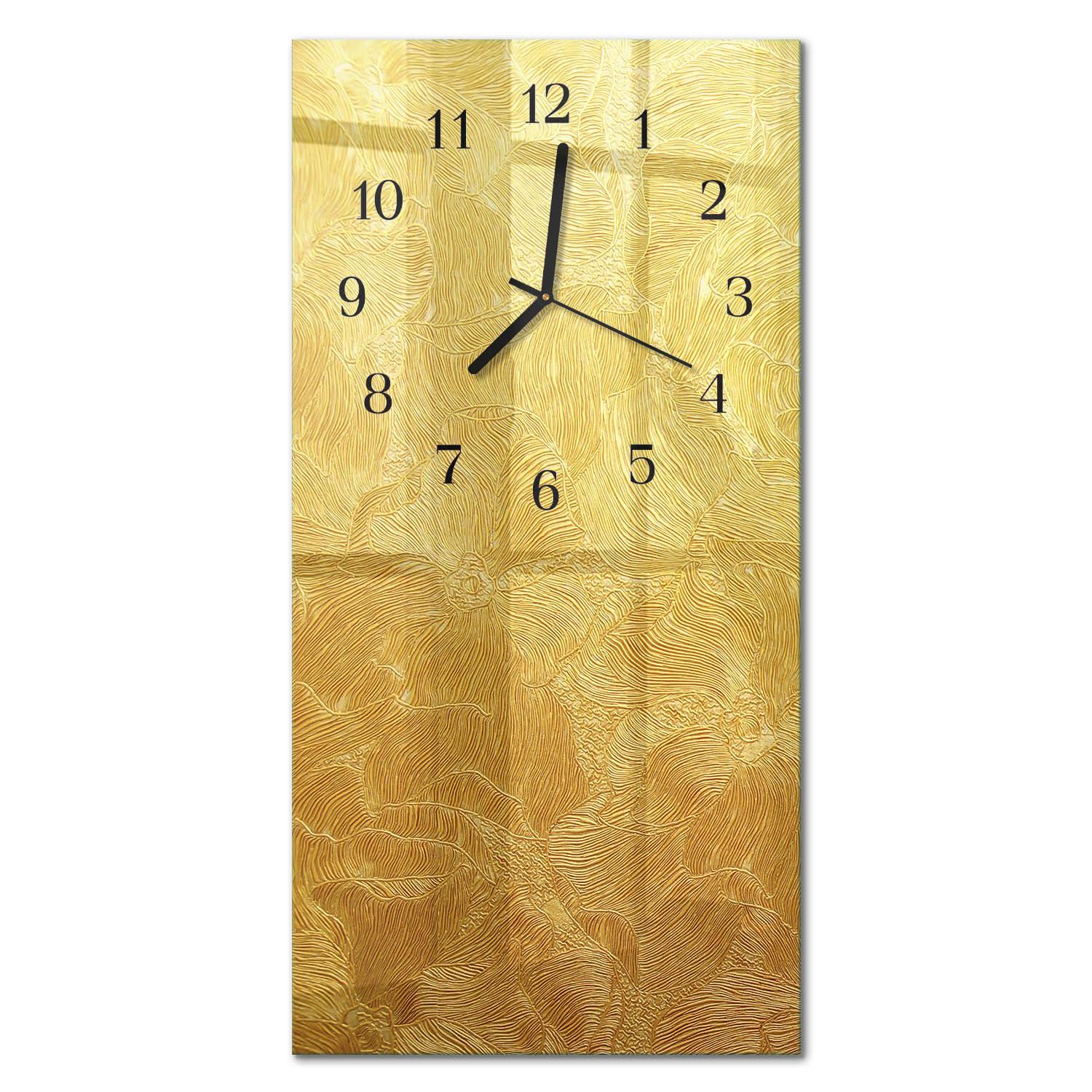 WANDUHR aus Glas 30x60 cm - Muster - Goldfarben, Glas (30/60/0.4cm) - TULUP