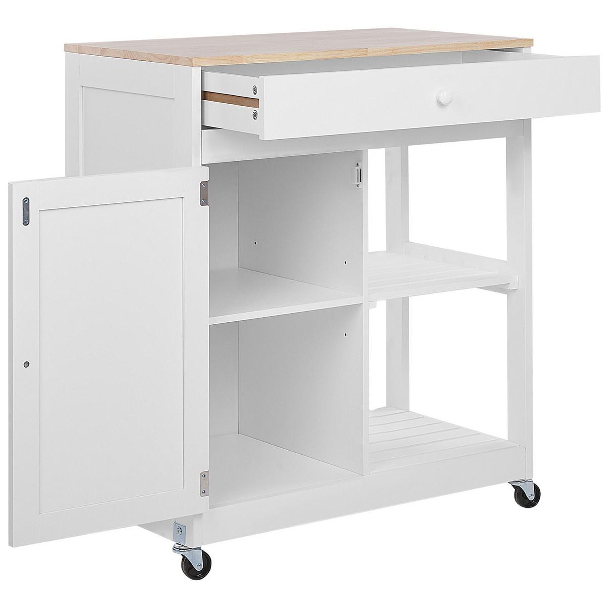 SERVIERWAGEN Weiß Trapani - Weiß/Braun, Holzwerkstoff (75/87/44cm) - Beliani